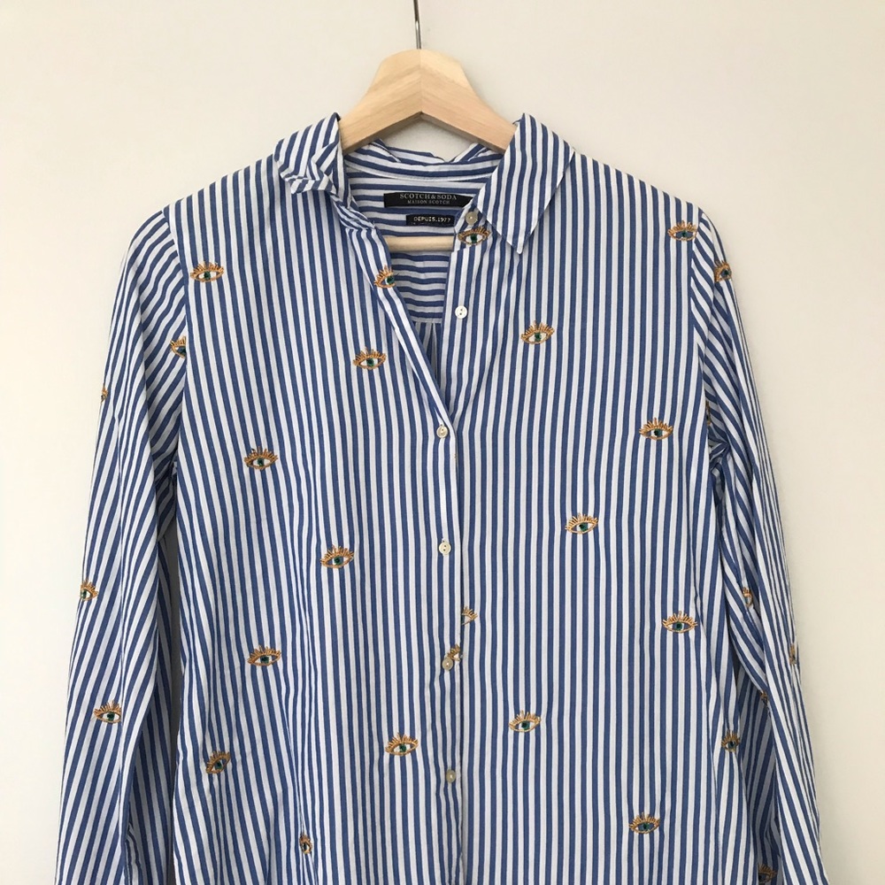 Blue and white stripe shirt